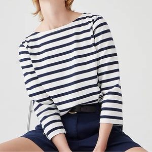 J.Crew. Navy/white striped boat neck top. Excellent condition!